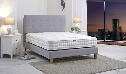The Burgess Blenheim mattress is possibly the biggest selling Burgess mattress of all time! Solid, durable and comfortable the Blenheim mattress has 1500 pocket springs and is upholstered using Burgess ivory heritage ticking which has a super soft, stretch feel. There are deep layers of bonded cotton and hypoallergenic white fibres as well as supersoft layers of pure new English lambswool. Available to try in our Lancaster and Morecambe stores.