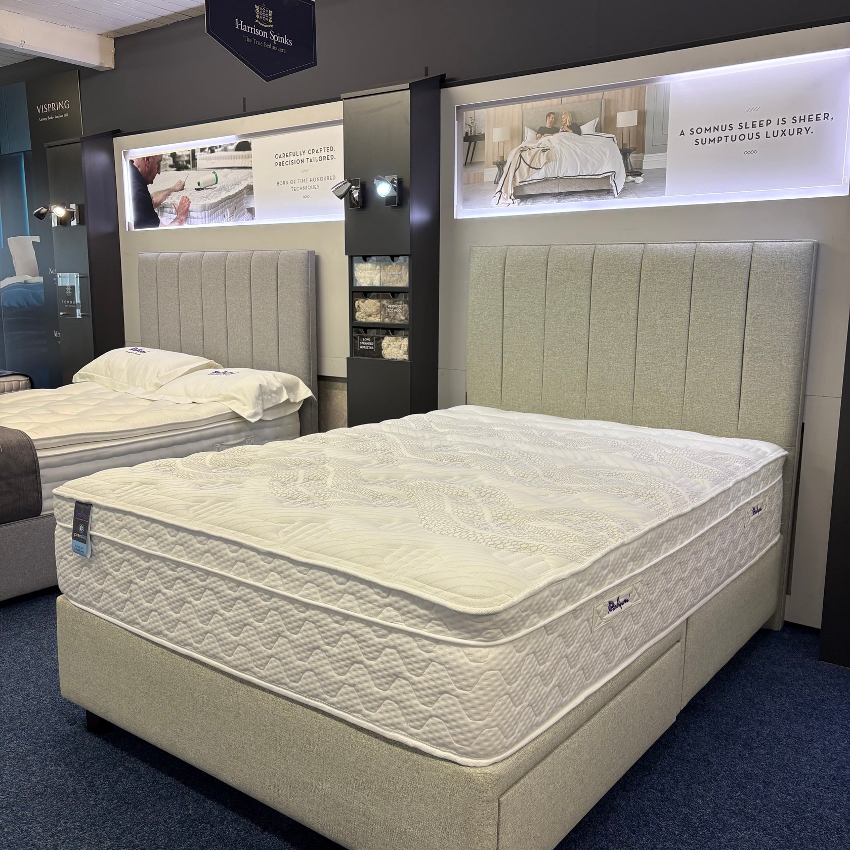 Ex-Display Relyon Gel Fusion 2400 Double Divan Set on Legs with 2 Drawers and Headboard