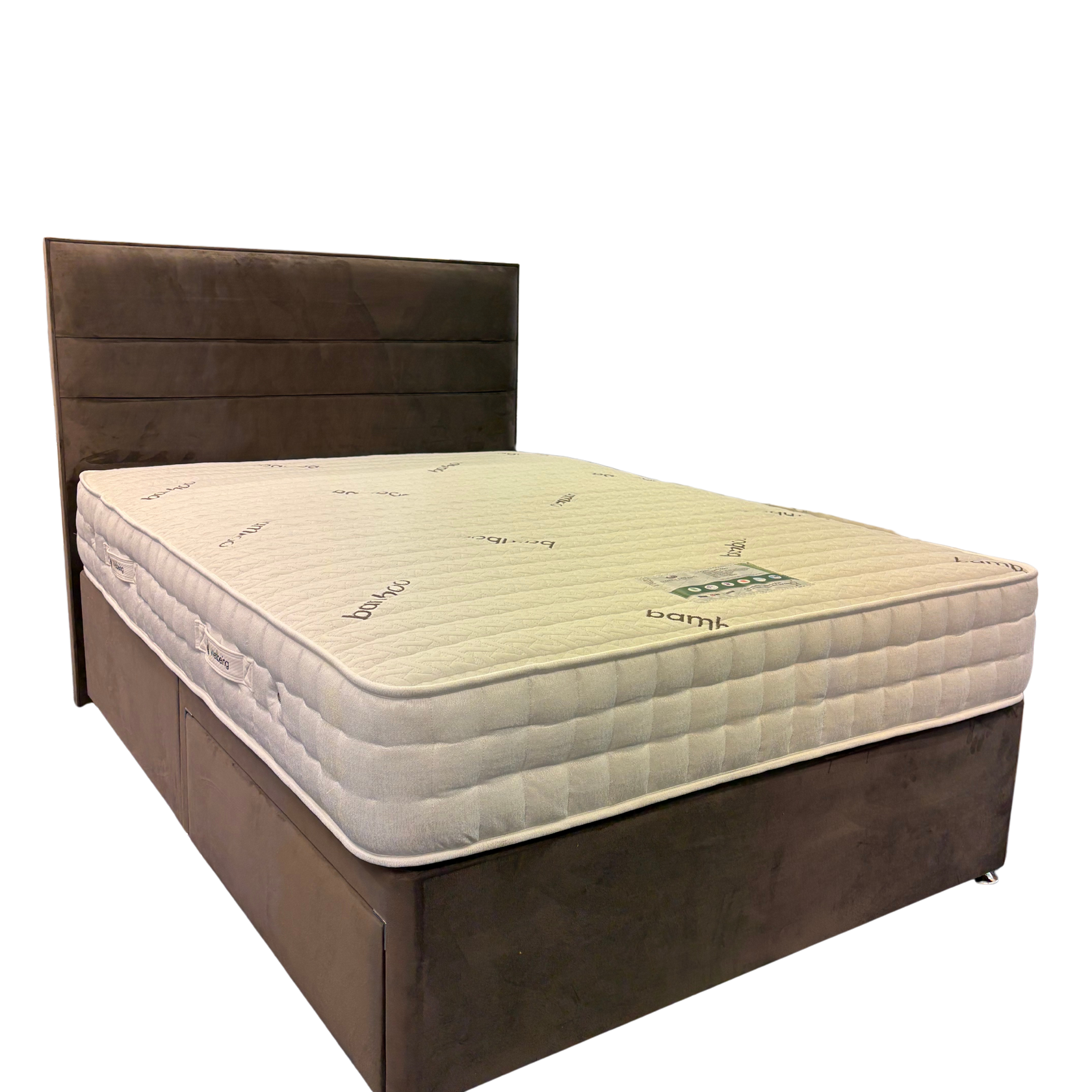 Sweet Dreams Complete Divan Set with Pocket Sprung and Memory Hybrid Mattress, Divan Base with 2 drawers and Floor standing Headboard