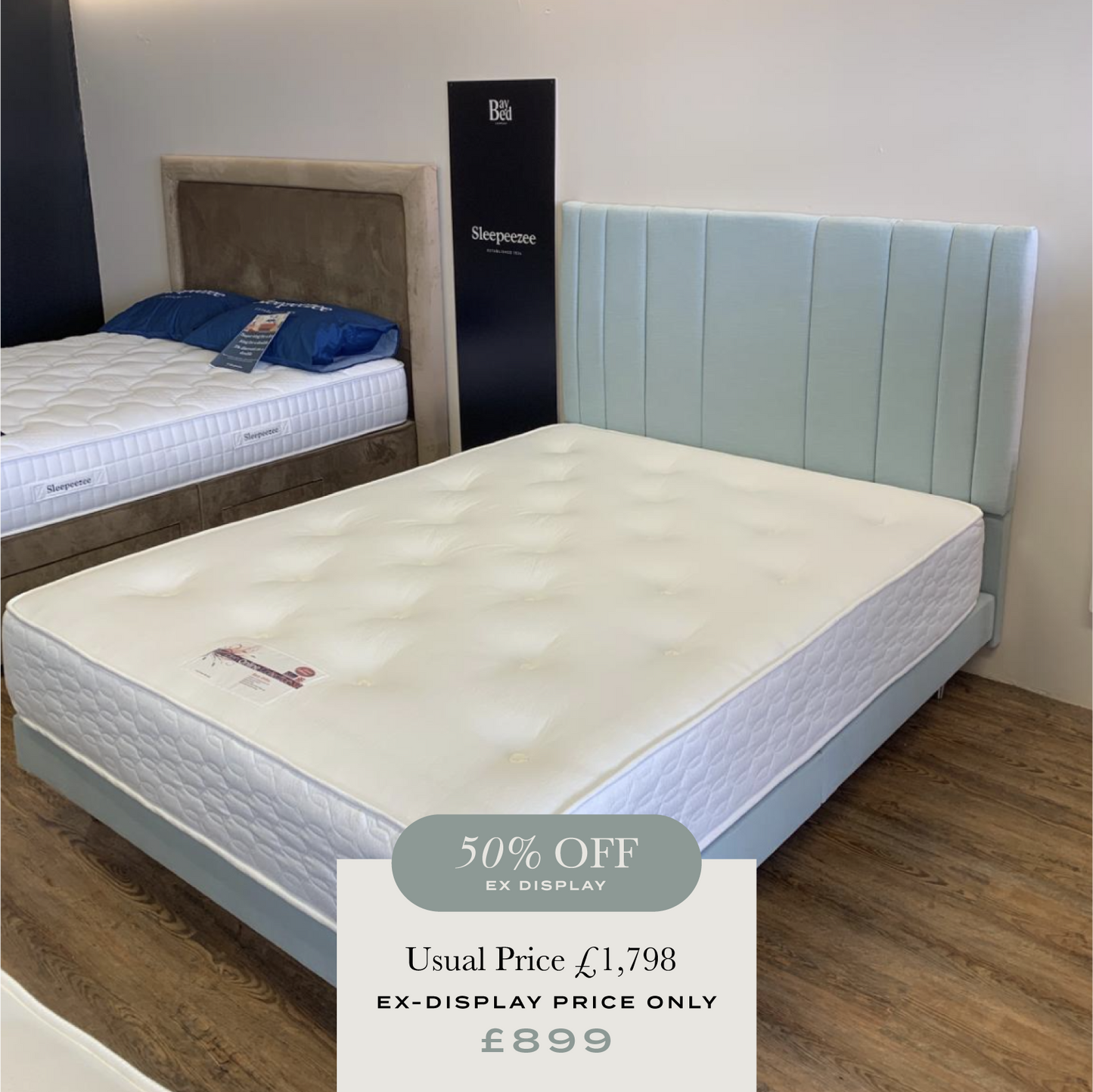 Ex display King Size Harrison Spinks slim base with floating headboard (mattress not included)