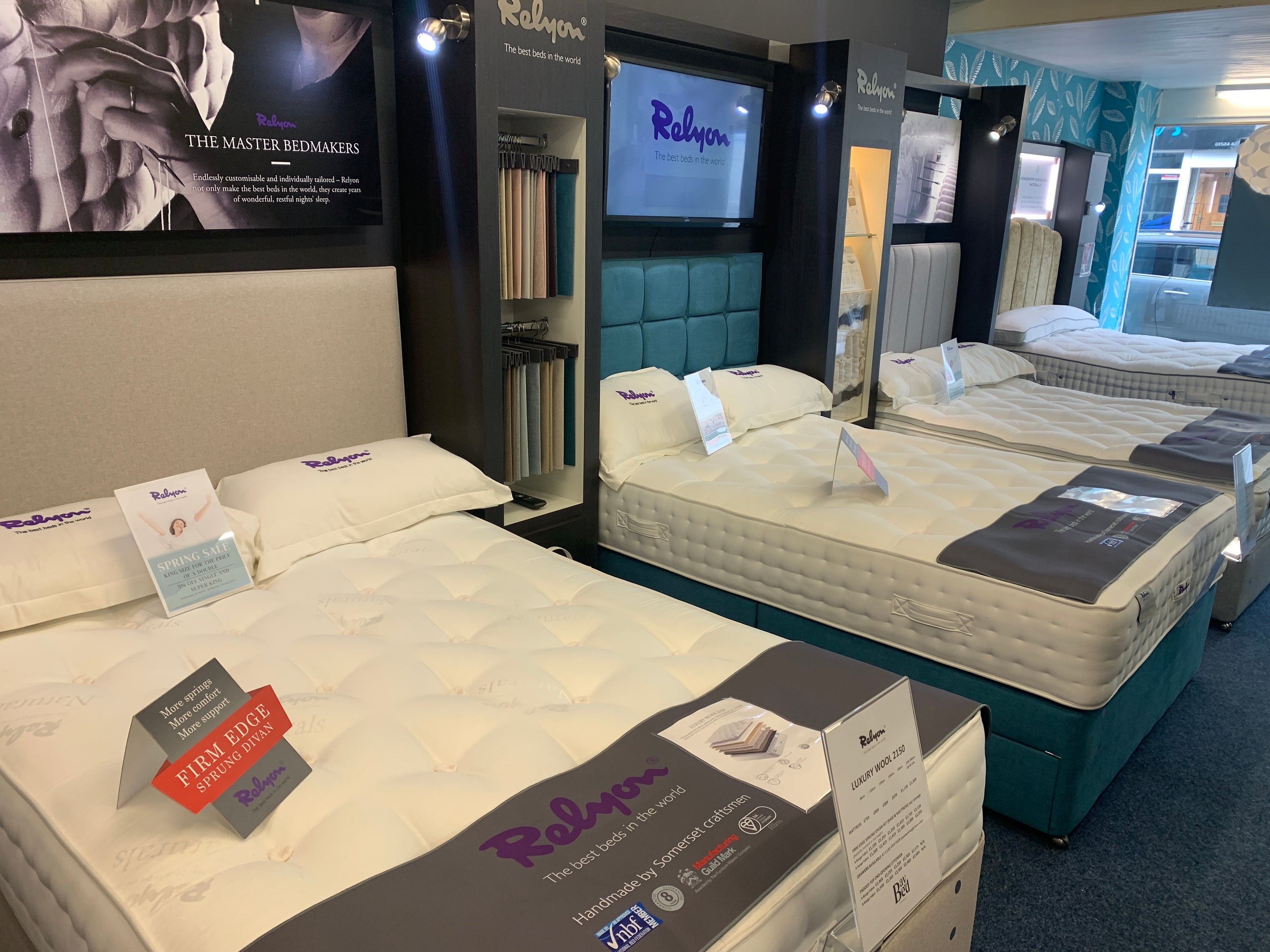 Relyon beds and mattresses in our Morecambe showroom 
