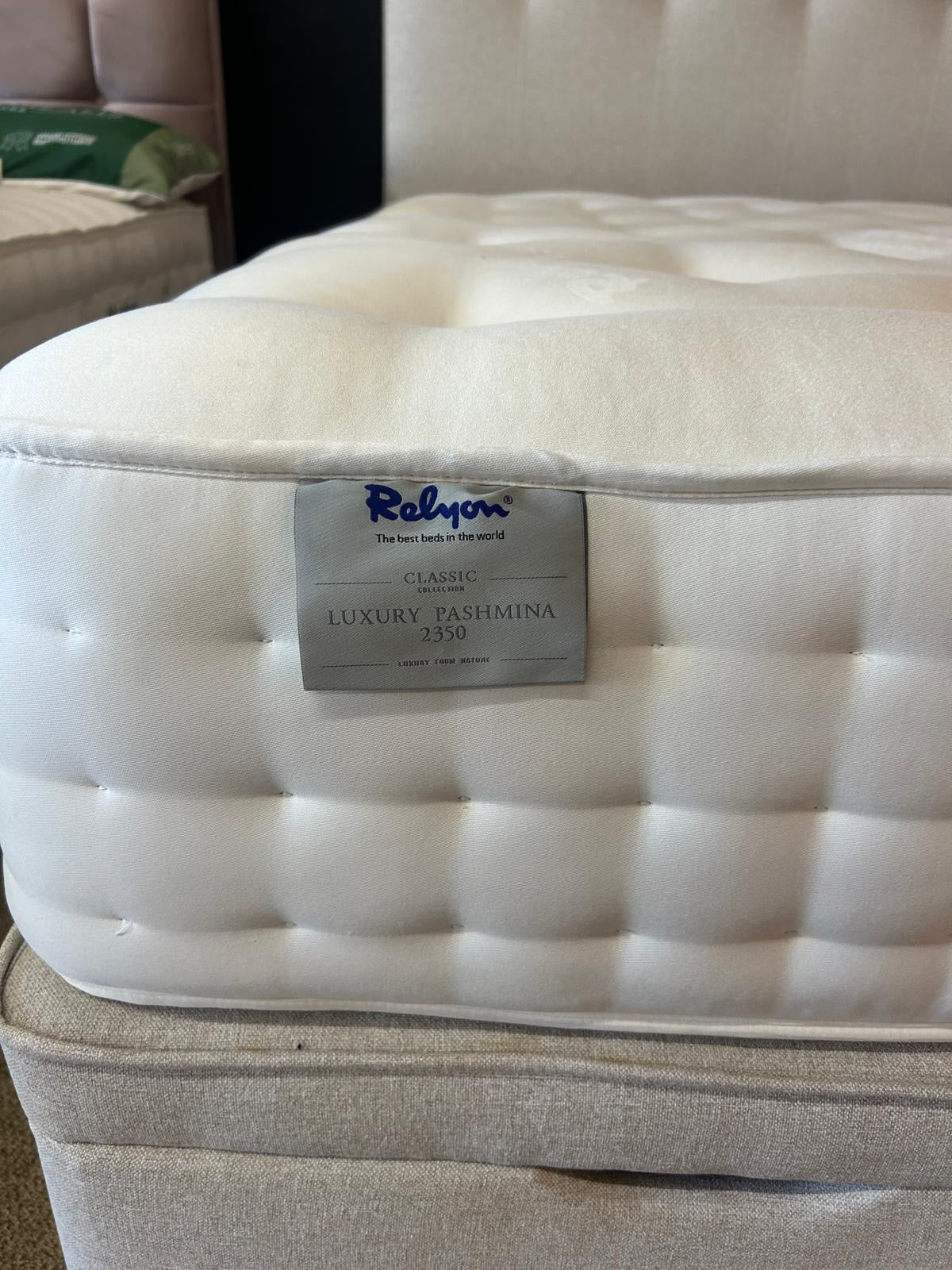 Ex-Display Relyon Luxury Pashmina 2350 Double End Lift Ottoman Divan Set and Headboard