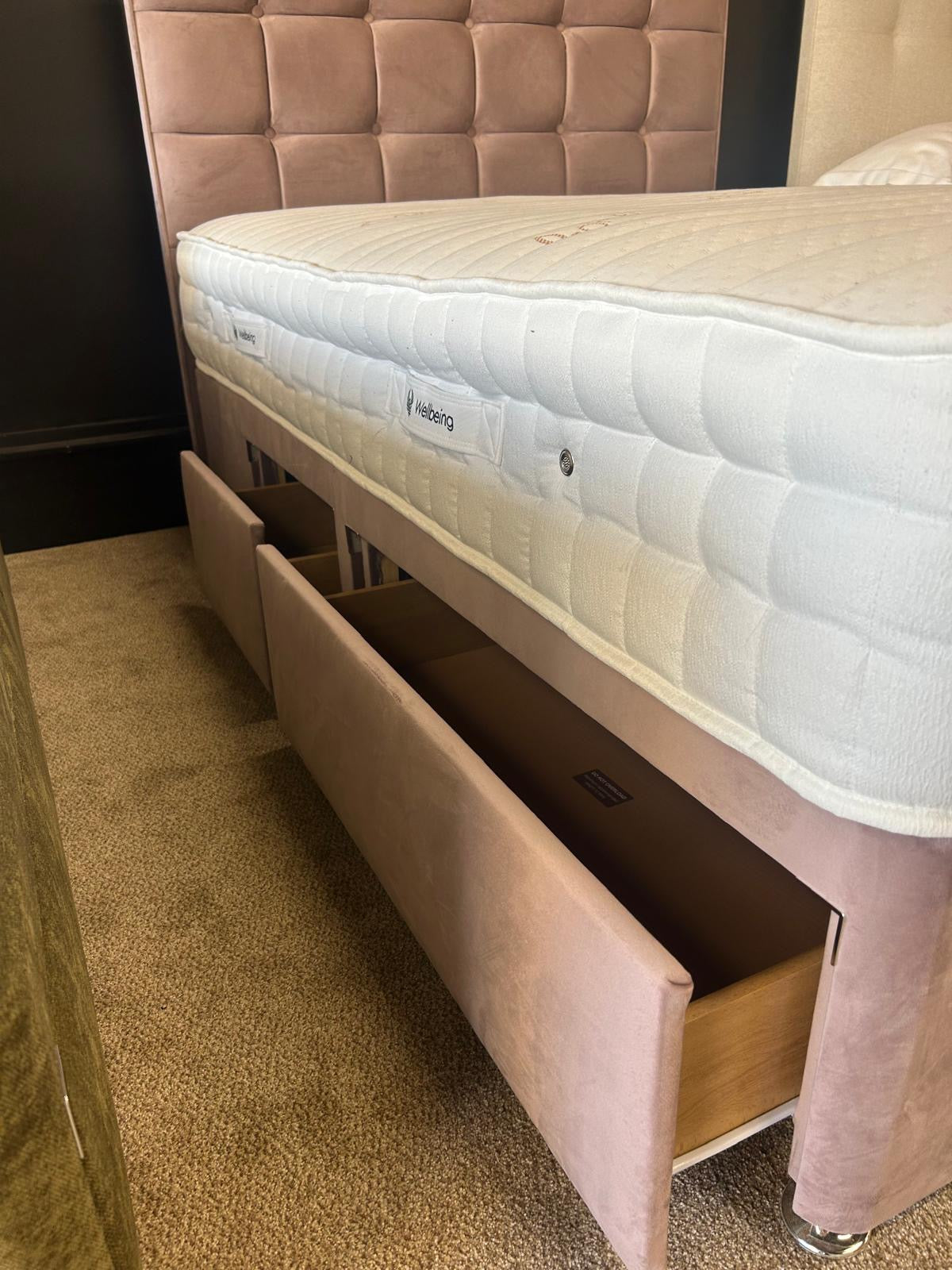 Ex-Display Sweet Dreams Krystal Copper Double Divan Set with Floor Standing Headboard and 2+2 Drawers