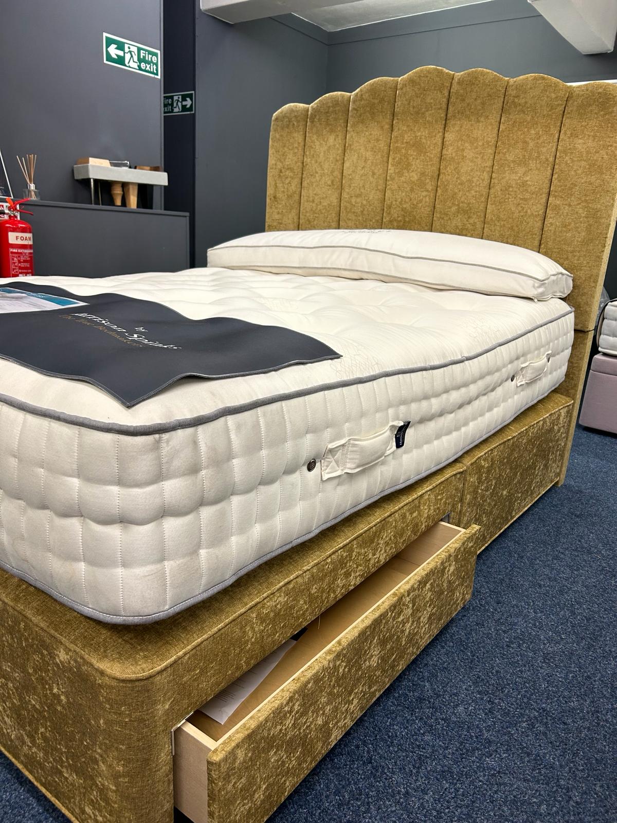 Ex display Harrison Spinks Somnus king size divan set with 2 drawers and easy access floor standing headboard.