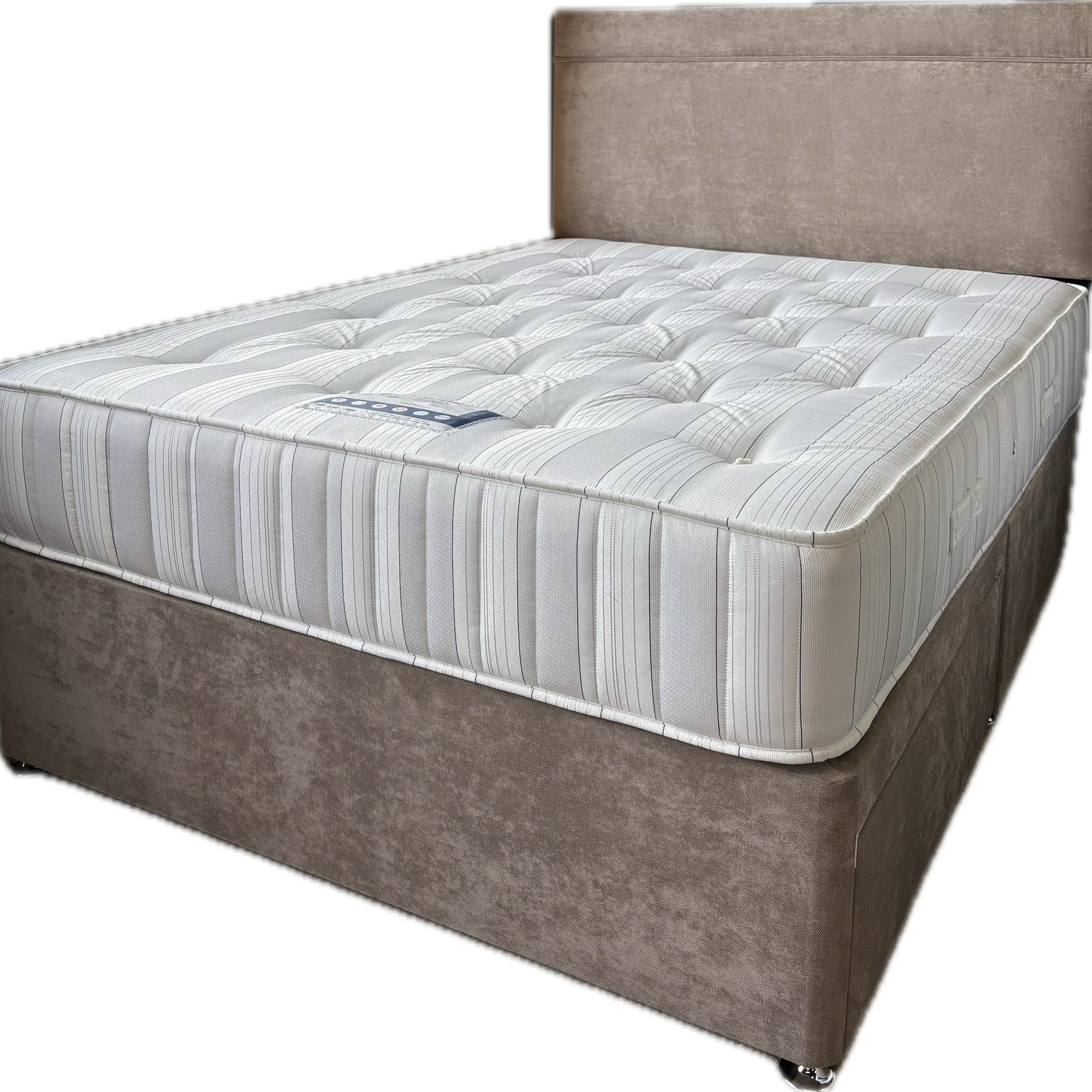 Sweet Dreams Complete Divan Set with Traditional Tufted Orthopaedic Mattress, Divan Base with 2 drawers and headboard