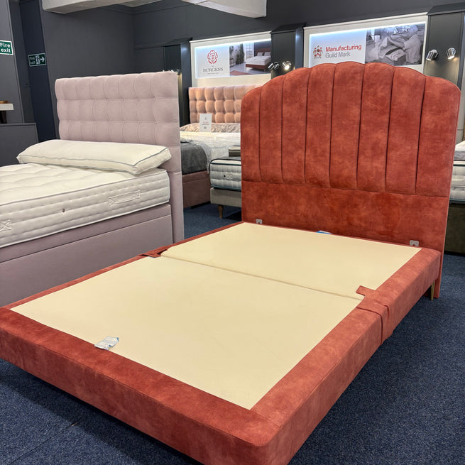 Ex-Display Burgess Double Sprung Shallow Base on Legs with Floor Standing Celeste Headboard