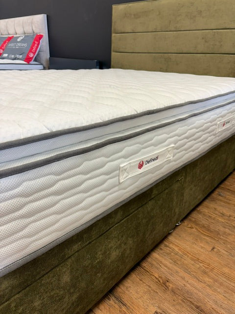 Ex-Display Double Sweet Dreams Maddox Silver 1000 Divan Set With 2 Drawers and Floor Standing Headboard