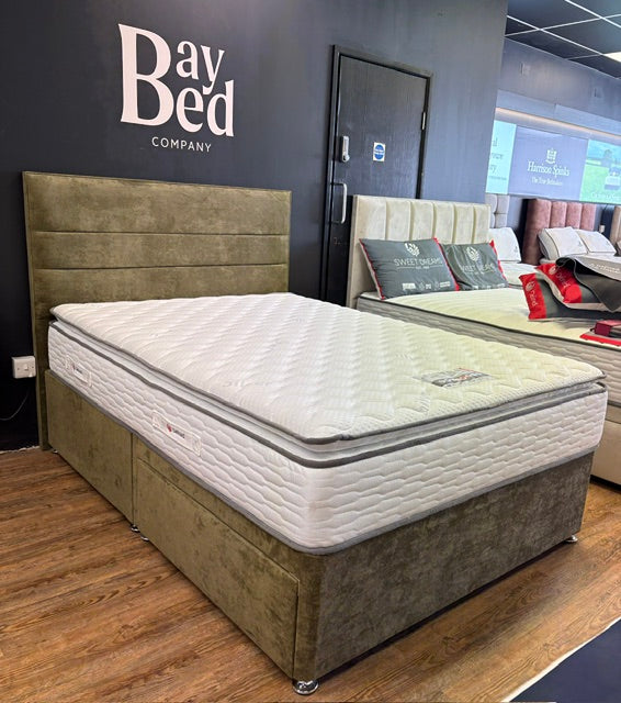 Ex-Display Double Sweet Dreams Maddox Silver 1000 Divan Set With 2 Drawers and Floor Standing Headboard