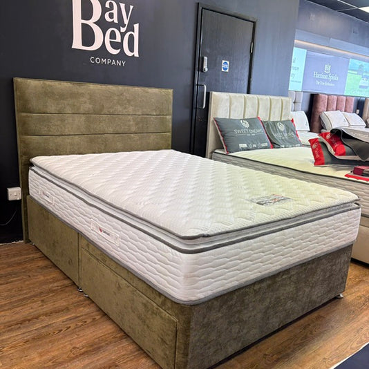 Ex-Display Double Sweet Dreams Maddox Silver 1000 Divan Set With 2 Drawers and Floor Standing Headboard
