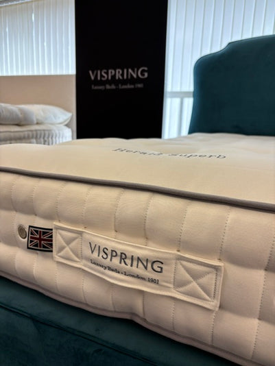 Ex-Display Super King Size Vispring Herald Superb Complete Divan Set with Floor Standing Headboard
