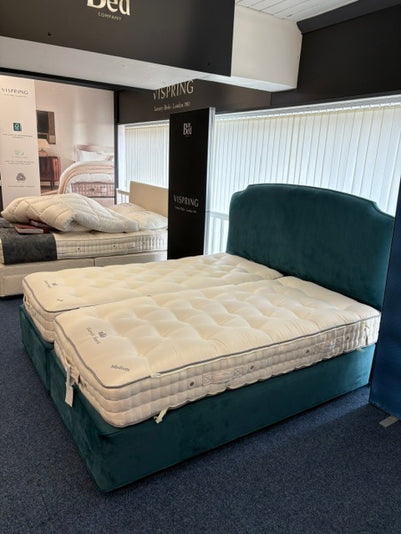 Ex-Display Super King Size Vispring Herald Superb Complete Divan Set with Floor Standing Headboard