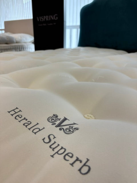 Ex-Display Super King Size Vispring Herald Superb Complete Divan Set with Floor Standing Headboard