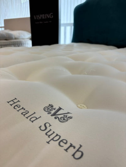 Ex-Display Super King Size Vispring Herald Superb Complete Divan Set with Floor Standing Headboard
