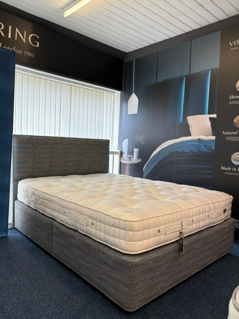 Ex-Display King Size Vispring Baronet Superb Complete Divan Set with Floor Standing Headboard