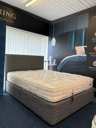 Ex-Display King Size Vispring Baronet Superb Complete Divan Set with Floor Standing Headboard