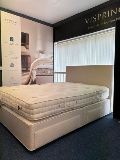 Ex-Display King Size Vispring Elite Complete Divan Set with 2 plus 2 Drawers and Floor Standing Headboard