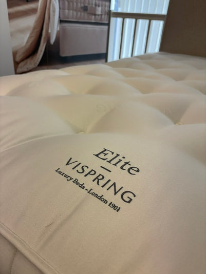 Ex-Display King Size Vispring Elite Complete Divan Set with 2 plus 2 Drawers and Floor Standing Headboard