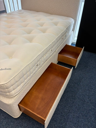 Ex-Display King Size Vispring Elite Complete Divan Set with 2 plus 2 Drawers and Floor Standing Headboard