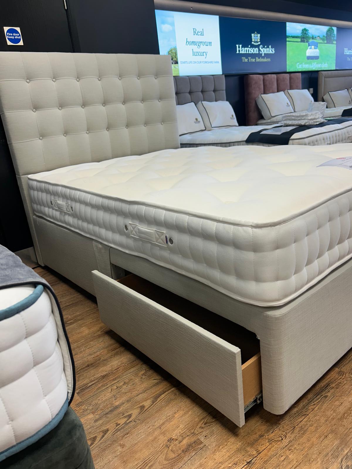 Ex-Display Double Burgess Blenheim Divan Set with 2 Drawers and Floor Standing Headboard