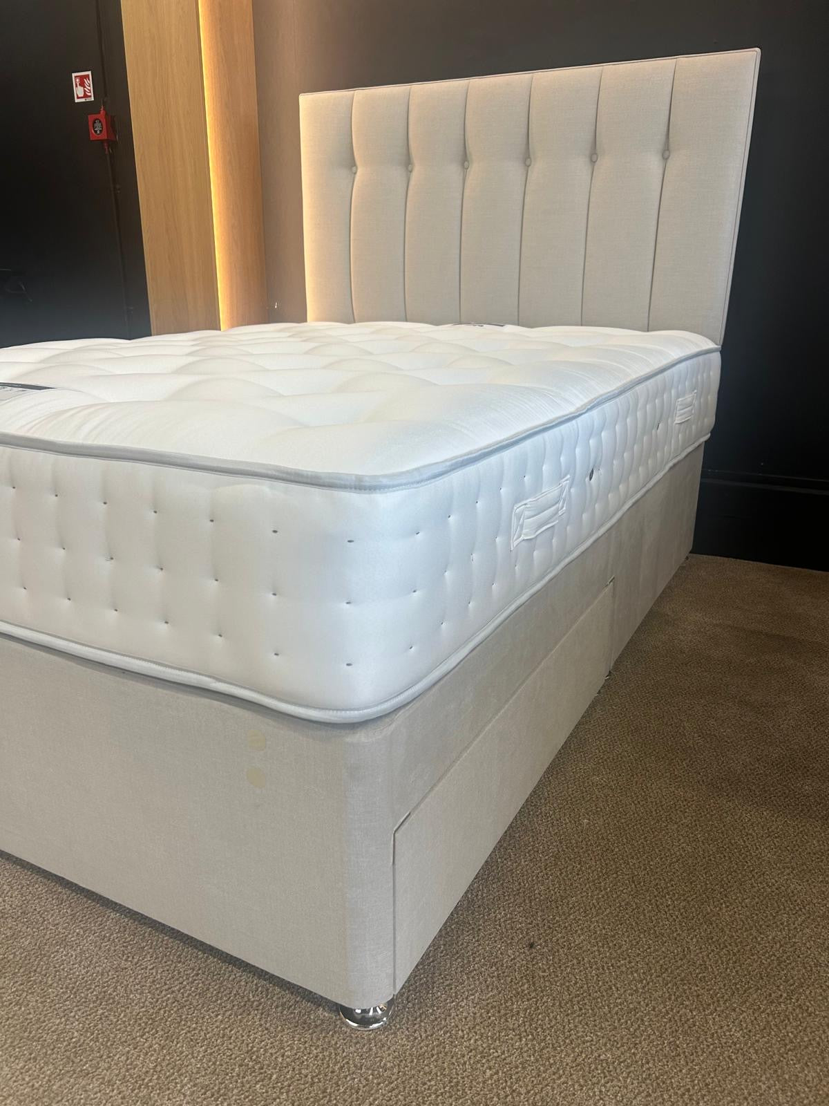 Ex-Display Double Relyon Sampford Natural 1000 Divan Set with 2 drawers and Taylor Headboard