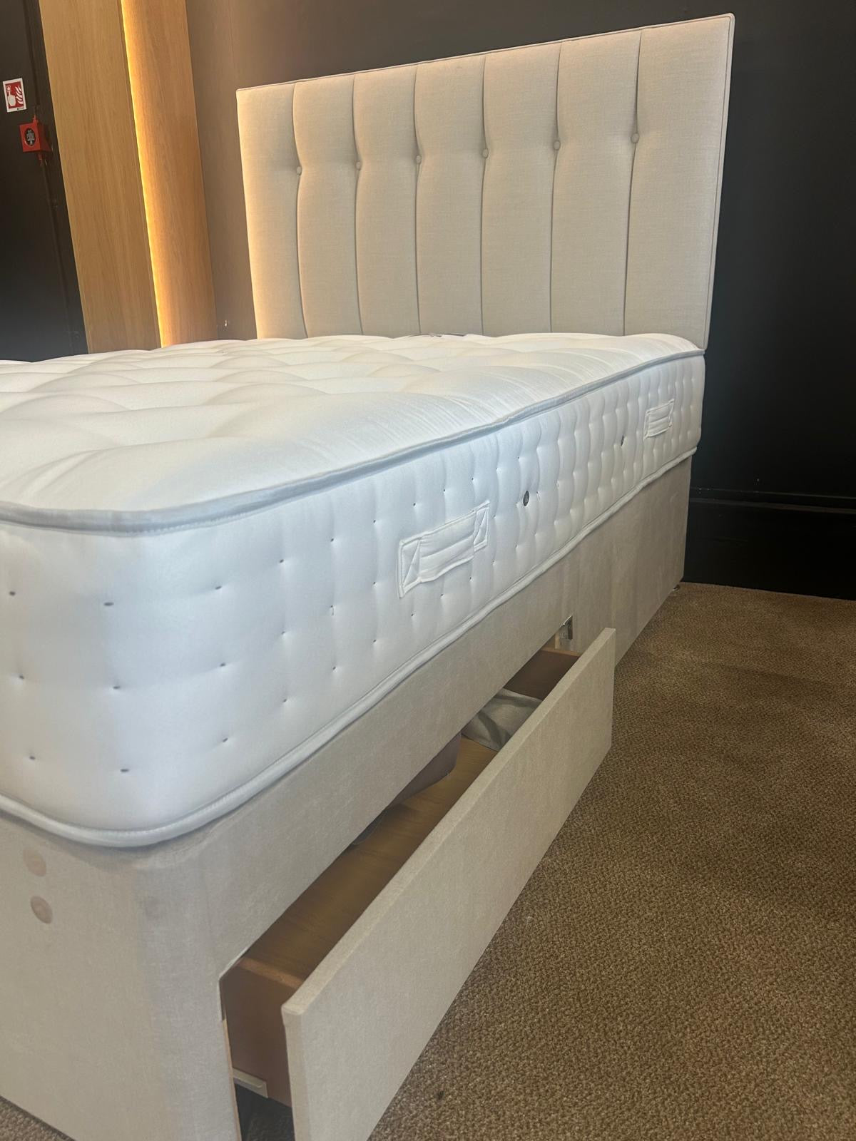 Ex-Display Double Relyon Sampford Natural 1000 Divan Set with 2 drawers and Taylor Headboard