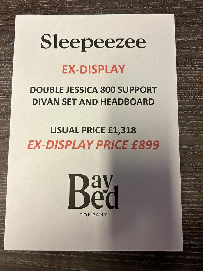 Ex-Display Sleepeezee Jessica 800 Support double divan set and headboard