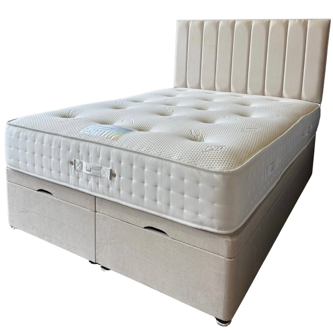 Complete Ottoman Set, Hybrid Mattress, Divan Base and Design Headboard