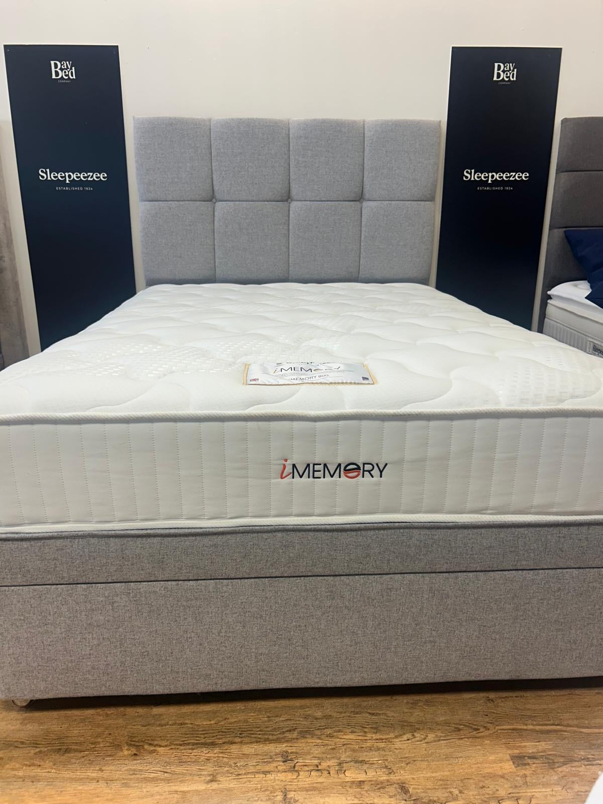 Ex-Display Sleepeezee Double iMemory800 Side Lift Ottoman Divan Set With Floor Standing Headboard