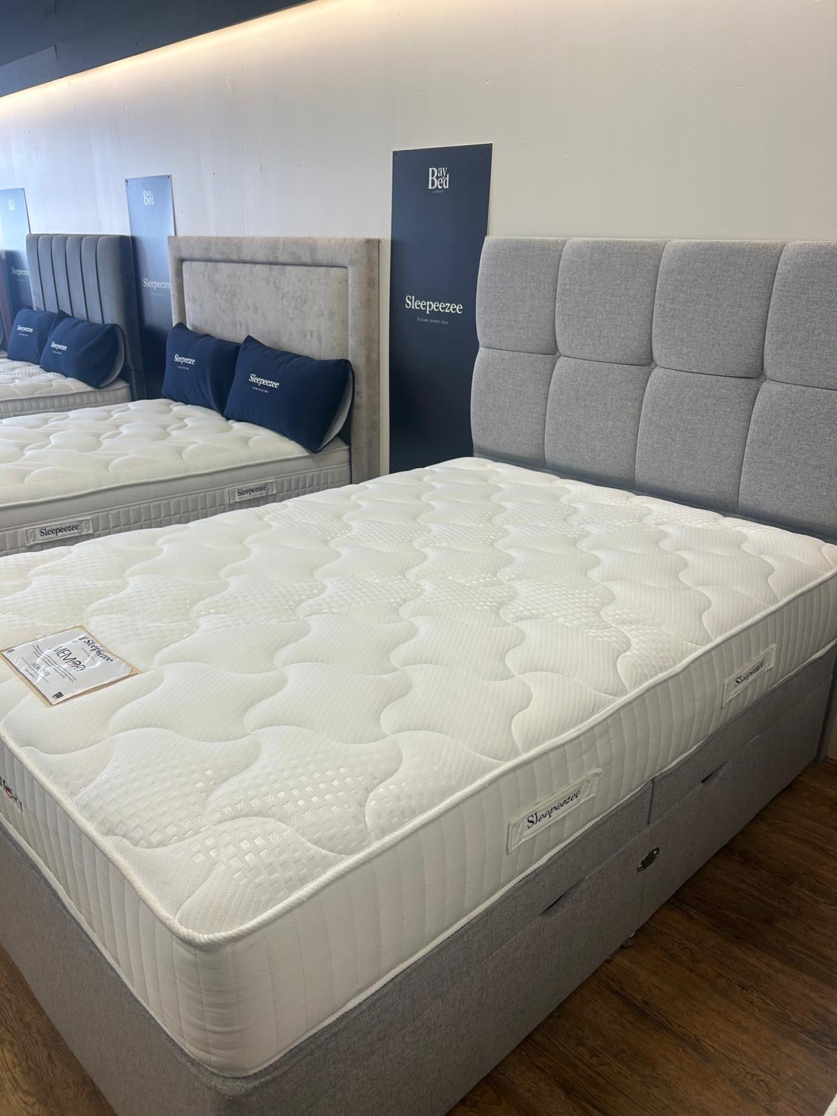 Ex-Display Sleepeezee Double iMemory800 Side Lift Ottoman Divan Set With Floor Standing Headboard