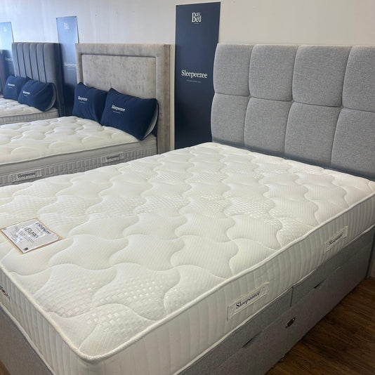 Ex-Display Sleepeezee Double iMemory800 Side Lift Ottoman Divan Set With Floor Standing Headboard